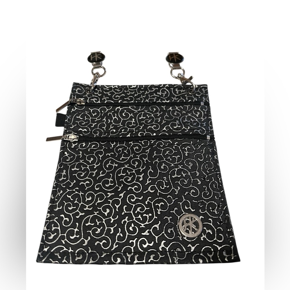 Hip Klips Black and Silver Patterned Women's Bag